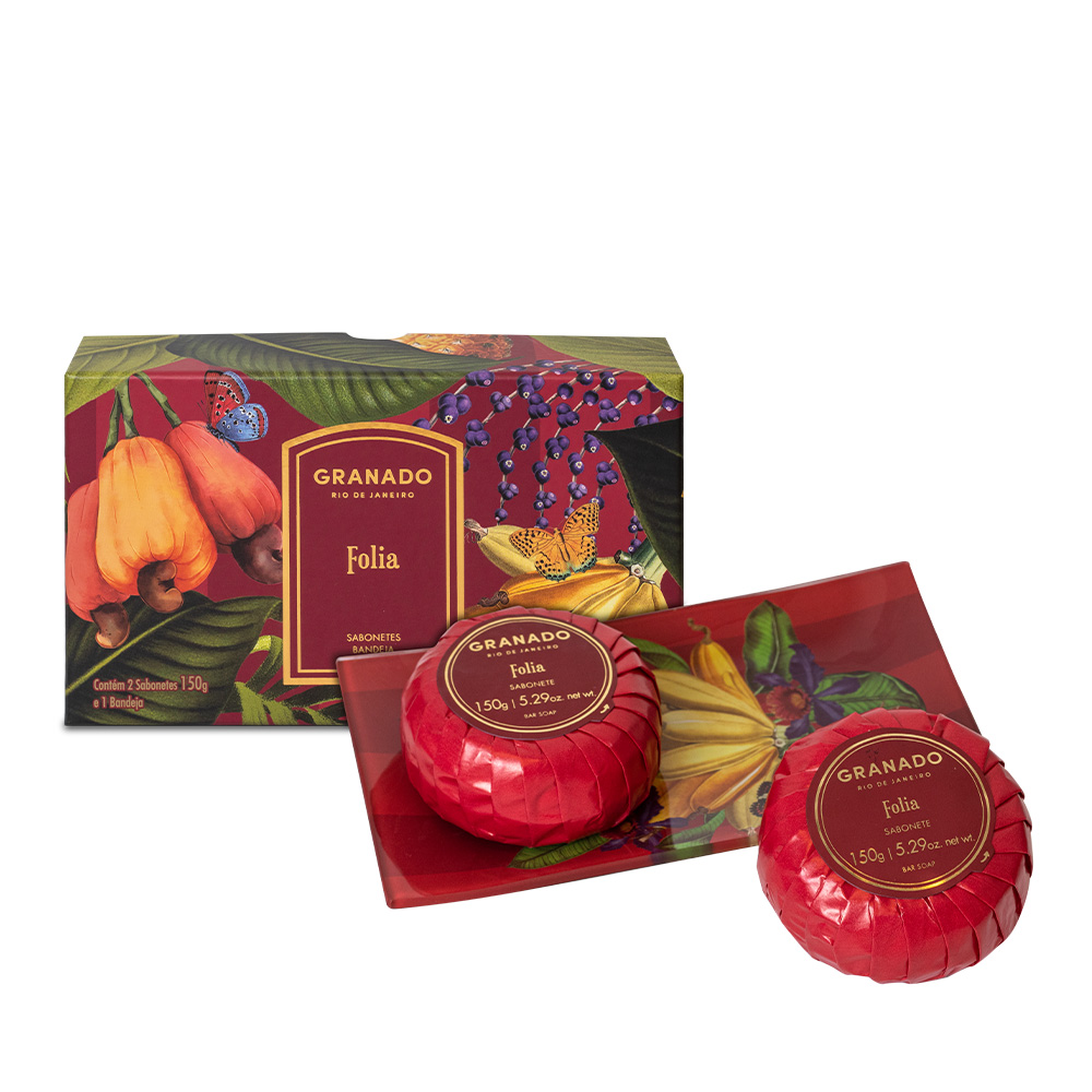 Folia Bar Soap Duo & Soap Dish/glass tray set 2 x 150 g